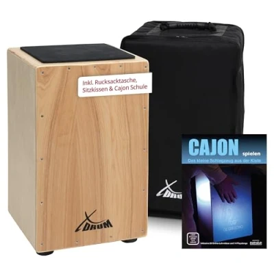 Abbildung von XDrum Cajon Primero Kistentrommel, (inkl. Rucksacktasche &amp; Cajonschule), Trommelkiste mit Snare Sound