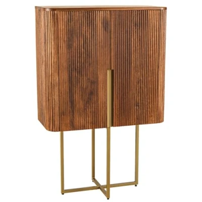 Abbildung von riess ambiente Highboard GATSBY 125cm braun / gold (Einzelartikel, 1 St), Wohnzimmer · Schrank Mangoholz Retro Design