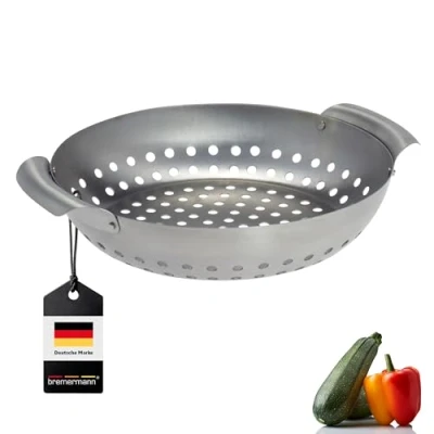 Abbildung von bremermann Grillplatte Grillkorb rund 27 x 6 22,5 cm Edelstahl Grillpanne (1 St)