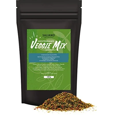 Abbildung von 100g Mediterraner Veggie Mix, Gewürzsalz, vegane Gewürzmischung, Gemüsesalz, Allround Gewürz, ohne Glutamat, Zuckerzusatz