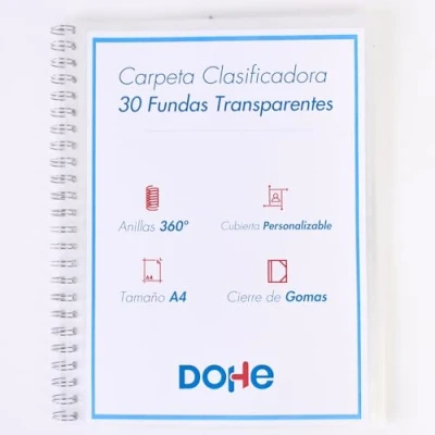 Abbildung von Dohe Ordner mit Ringen, 30 Hüllen, A4 (24,5 x 31,5 cm), personalisierbarer Deckel Tasche, Gummibandverschluss, Büro und Schulbedarf