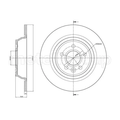 Abbildung von METELLI 23 0897C Bremsscheibe 302,0 11,0 5 63,5 voll lackiert FORD: Focus 2 Schrägheck, S Max Mk1, KUGA 1, LAND ROVER: Range Rover Evoque