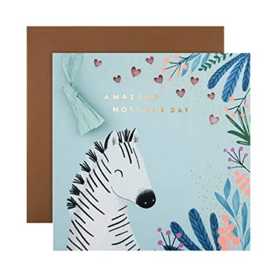 Abbildung von Hallmark Muttertagskarte modernes blaues Zebra Design