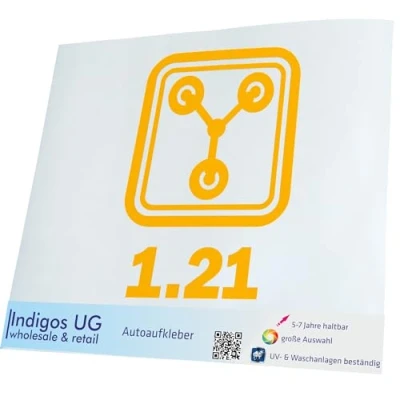 Abbildung von INDIGOS UG Aufkleber Autoaufkleber JDM Die Cut Auto 160x120 mm Flux Jan 21 gelb Heckscheibe Heckscheibenaufkleber Sticker Tuning