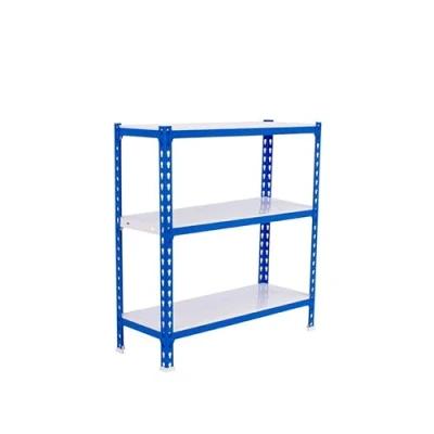 Abbildung von Simonrack Schwerlastregal, Lagerregal, 90x80x40 cm, Metallregal, Kellerregal, Biegestelle 180 kg, 3 Fachböden, Blau/Weiss Simonclick