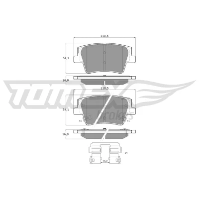 Abbildung von Bremsbelagsatz, Scheibenbremse TOMEX Brakes TX 60 25