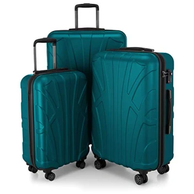 Abbildung von suitline 3er Koffer Set Trolley Rollkoffer Hartschalen Reisekoffer, TSA, (55 cm, 66 76 cm), 100% ABS, Matt, Aquagrün