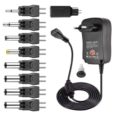 Abbildung von 30W Universal Steckernetzteil mit 9 abnehmbaren Steckern 3V, 4,5V, 5V, 6V, 7,5 V, 9V, 12V, Umkehrbare Polarität, Für Haushaltselektronik