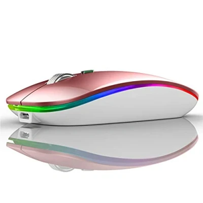 Abbildung von Uiosmuph G12 Maus Kabellos, LED 2.4G Leise Funkmaus Wiederaufladbar Wireless Mousemit Nano USB Empfänger 1600 DPI Computermaus für PC/Laptop/Windows/MacBook (Roségold)