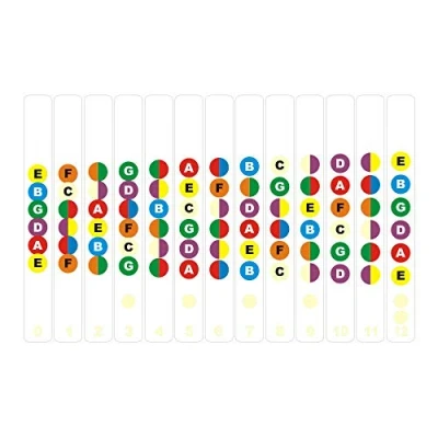 Abbildung von Gitarren Noten Aufkleber Sticker für das Griffbrett Kinderleicht Akkorde und lernen Ideal Akustikgitarre Westerngitarre E Gitarre Ukulele (Transparent)