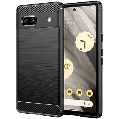Abbildung von Verco Schutzhülle für Google Pixel 7a, robuste weiche Handyhülle 7a Hülle Silikon Case Schwarz