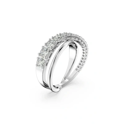 Abbildung von Swarovski Twist Ring, Rundschliff, Weiß, Rhodiniert