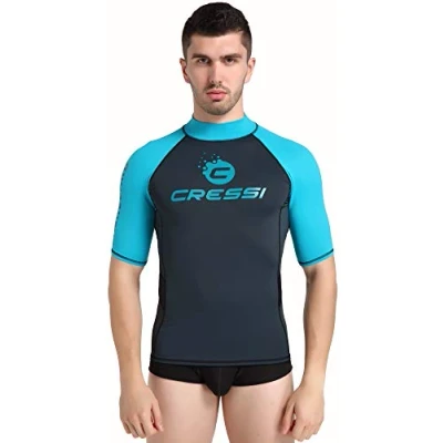 Abbildung von Cressi Unisex Erwachsene Hydro Men’S Premium S.Sleeves Rash Guard Kurze Ärmel aus elastischem Stoff Mann UV Schutz (UPF) 50+, Schwarz/Schwarz, XXL