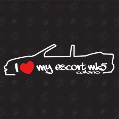 Abbildung von speedwerk motorwear I Love My Escort MK5 Cabrio Sticker Kompatibel mit Ford Bj. 1990 1992