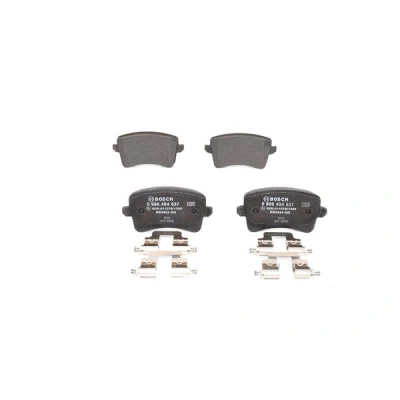 Abbildung von BOSCH 0 986 494 637 Bremsbelagsatz Low Metallic mit Montageanleitung, Anti Quietsch Blech, Schrauben AUDI: A5 B8 Sportback, Coupe