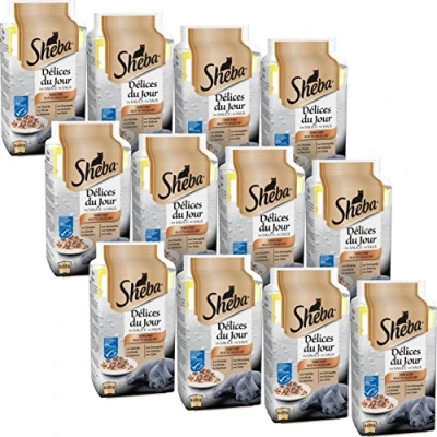 Abbildung von Sheba Délices du Jour Nassfutter für ausgewachsene Katzen Geflügelauswahl in Sauce Frischebeutel 72 x 50 g