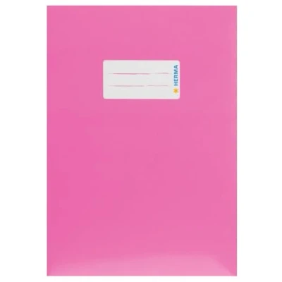 Abbildung von HERMA 19763 Heftumschlag A5 Karton Pink, Hefthülle mit Beschriftungsfeld aus stabilem &amp; extra starkem Papier, Heftschoner für Schulhefte, farbig