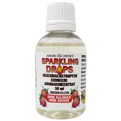 Abbildung von Erdbeer Konzentrat Drops 1 Flasche 50 ml ergibt 25 Liter hochkonzentriertes Aroma ohne Zucker für Wassersprudler prickelnd Fertiggetränk kalorienarm Konservierungsstoffe