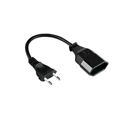 Abbildung von Good Connections Euro Verlängerung 2 m Stecker Typ C (gerade) an Buchse KUPFERLEITER CU Adernquerschnitt: 0,75 mm² Stromkabel SCHWARZ