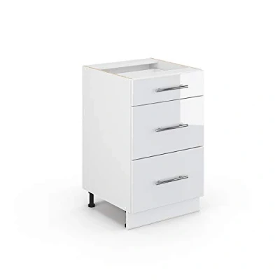 Abbildung von Vicco Unterschrank Fame Line, Weiß Hochglanz/Weiß, 50 cm ohne Arbeitsplatte