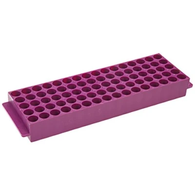 Abbildung von neoLabLine Polypropylen Top Rack mit 80 Gekennzeichneten Plätzen für Reaktionsgefäße 1,5 ml und 2,0 ml, Violett
