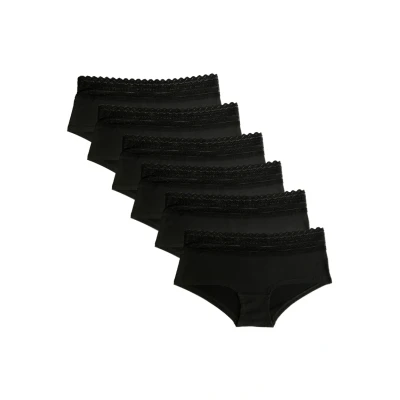 Abbildung von Fabio Farini 6ER SET Cotton Hipster MIT Breitem Spitzenbund Niedrige LEIBHÖHE Panties, Damen, Größe: 36, Schwarz