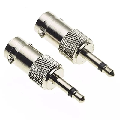 Abbildung von Keple BNC Buchse auf 3,5 mm Mono Klinkenstecker Adapter weiblich TS männlich Stecker, DAB CB Radio Antenne Composite 1/8&quot; vernickelt Stecker DVR und mehr 2 Stück