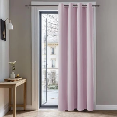 Abbildung von Deconovo Verdunkelungsgardinen Ösenschal Thermo Gardinen Vorhang Blickdicht Dicke Thermogardine Kälteschutz warm Hitzeschutz, 214x132 cm(HöhexBreite), Hellpink, 1 Stück
