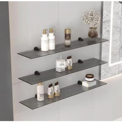 Abbildung von Euro Tische 40cm Glas Wandregal Grauglas Regal für Badezimmer in verschiedenen Größen Duschregal mit 6mm ESG Sicherheitsglas und Metallhaltern Montiert