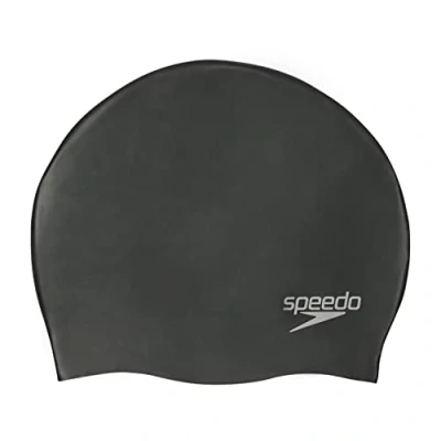 Abbildung von Speedo Unisex Erwachsene Plain Moulded Silicone Cap Schwimmkappe, Schwarz, Einheitsgröße