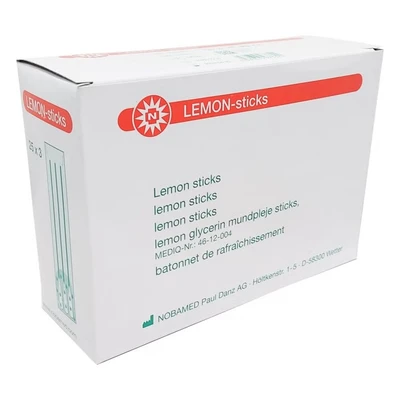 Abbildung von Noba Lemon Sticks Mundpflegestäbchen, Länge: 11 cm, à 3 Stück verpackt (20 Pack 25 x Stück)