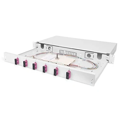 Abbildung von DIGITUS LWL Spleißbox 6 Kupplungen SC OM4 1HE 19 Zoll Multi Mode Simplex Mit Spleiß Kassette Rack Einbau