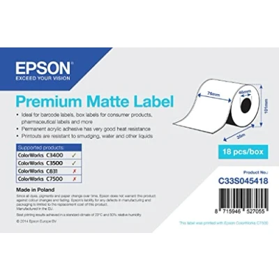Abbildung von Epson Premium matte Label Continuous, 1 Roll, 76 mm x 35 m