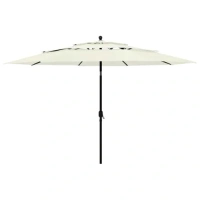 Abbildung von vidaXL Sonnenschirm mit Aluminium Mast 3 lagig Ampelschirm Gartenschirm Marktschirm Strandschirm Kurbelschirm Schirm Terrasse Garten Sandfarben 3,5m