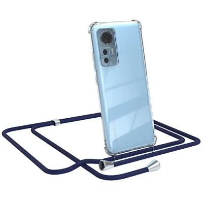 Abbildung von EAZY CASE Handykette kompatibel mit Xiaomi 12 / 12X Handyhülle Umhängeband, Handykordel Schutzhülle, Silikonhülle, Hülle Band, Stylische Kette für Smartphone, Navy Blau