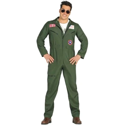 Abbildung von Metamorph Kostüm Kampfpilot Kostüm, Flieger Overall mit Reißverschluss und Aufnähern