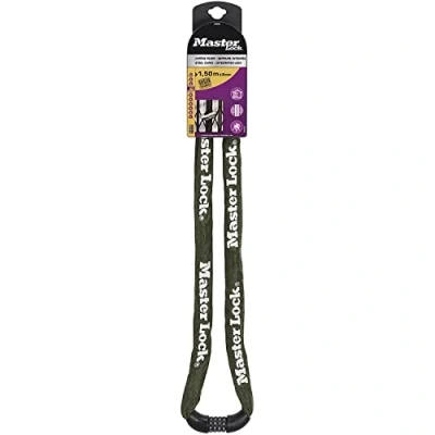Abbildung von Master Lock 8028EURD Fahrradkettenschloss mit Zahlenschloss, 150 cm Kette, grün