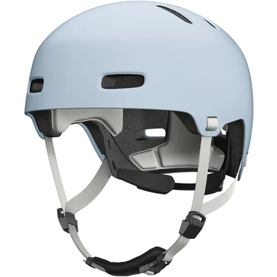 Abbildung von ABUS Fahrradhelm XOXO Cityhelm im Skater Look Helm für Skateboard, Fahrrad, Scooter mit optimiertem Kinnpolster Jugendliche und Erwachsene Größe L, Blau