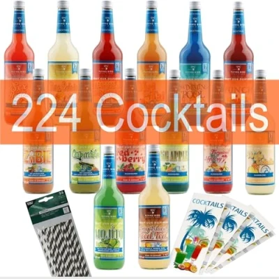 Abbildung von Paket für 224 Cocktails fertig gemixt 14 Flaschen 0,7l Cocktail Premix mit allen Zutaten &amp; ohne Alkohol Einfach Saft mixen