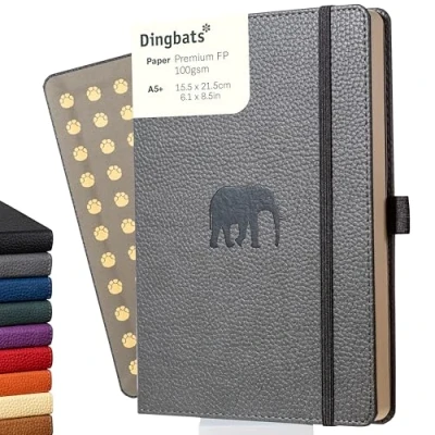 Abbildung von Dingbats* Tierwelt Notizbuch A5 Kariert Hardcover aus veganem Leder für Arbeit, Reisen, Uni mit elastischem Verschlussband