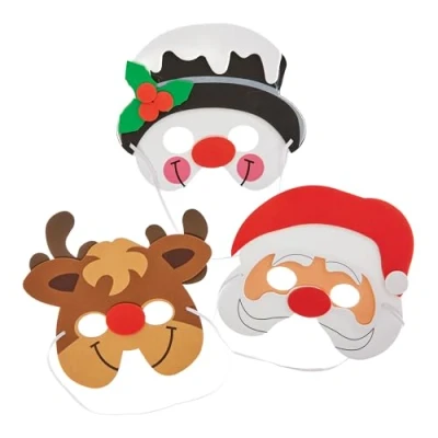 Abbildung von Baker Ross FN356 Weihnachtsmasken aus Schaumstoff 6er Pack, Weihnachtskostüm für Kinder