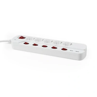 Abbildung von MCPOWER Stromverteiler Steckdosenleiste, 5 fach, 2xUSB