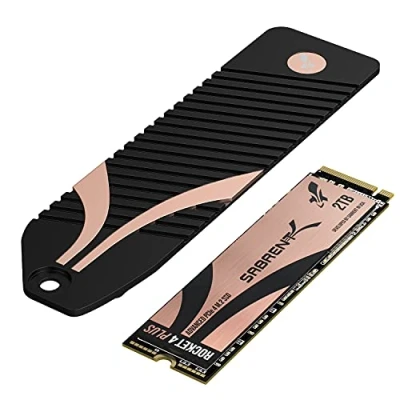 Abbildung von Sabrent M.2 NVMe SSD 2TB Gen4 mit PS5 Kühlkörper 7100 MB/s Lesen, PCIe 4.0 (SB RKT4P PSHS 2TB)