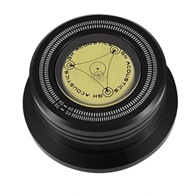 Abbildung von Richer R Plattenspieler Disc Record Gewicht, 50Hz Schallplatten Plattenstabilizer Auflagegewicht,Plattenklemme LP Stabilizer Drehscheibe mit Wasserwaage für Vinyl Plattenspieler(Schwarz)