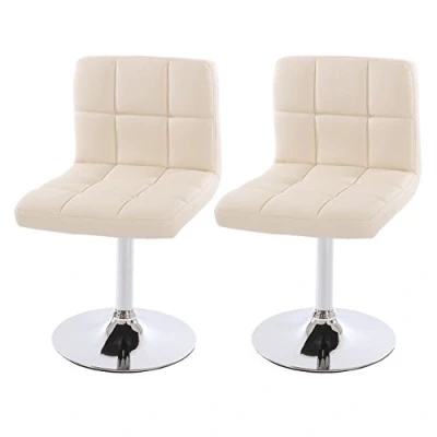 Abbildung von Mendler 2er Set Esszimmerstuhl Drehstuhl Stuhl Kavala Kunstleder Chrom Creme