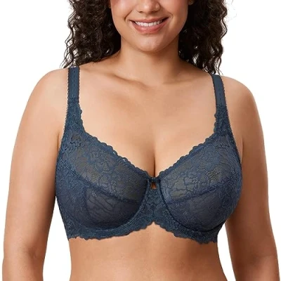 Abbildung von DELIMIRA Damen Minimizer BH Große Größen ohne Polster Vollschalen mit Spitze Sargasso 90C