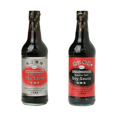 Abbildung von Pamai Pai® Doppelpack: 2 x 500ml Sojasauce Hell + Dunkel Mix Soja Soße Sojasoße Set