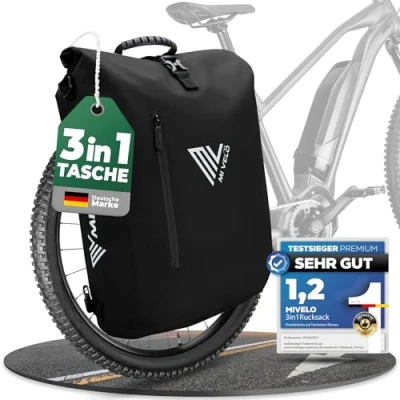 Abbildung von MIVELO Fahrradtasche 3in1 Gepäckträgertasche, Rucksack für Fahrrad Gepäckträger wasserdicht