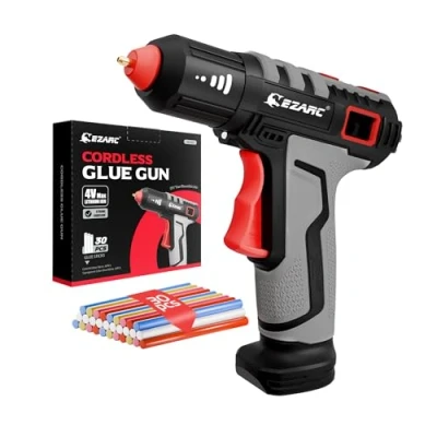 Abbildung von EZARC Heißklebepistole Kabellos, 15s Schnelle Aufheizung, 30 Klebesticks für Kunst, 2500 mAh Heissklebepistole Akku, Handwerk, Dekorationen