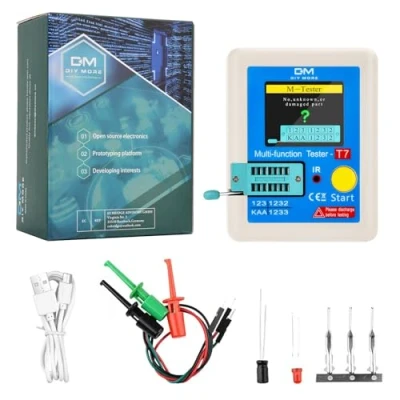 Abbildung von LCR T7 Transistor Tester, multifunktionaler TFT Tester mit One Key Bedienung, grafisches Display, automatische Abschaltung für Dioden Trioden Kondensatorwiderstand,